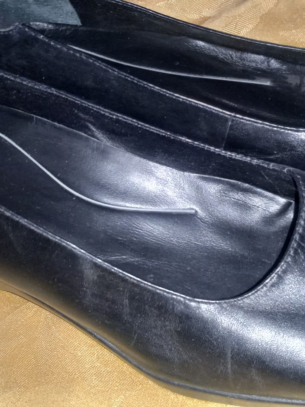 Black Leather Wedge Pumps